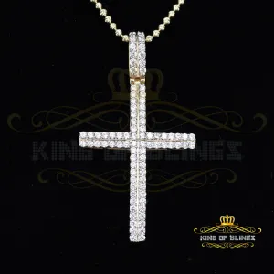 Attractive Yellow 2 Rows CROSS Sterling Sliver Pendent 4.10ct Cubic Zirconia