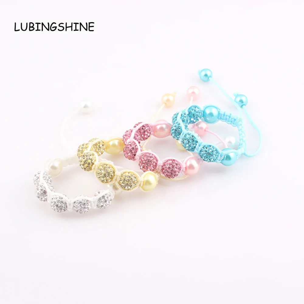 Baby Kids Shamballa Bracelet Pave Crystal Disco Ball Candy Beads Friendship Children Bracelets  Nice Gift for Children kids ZB76