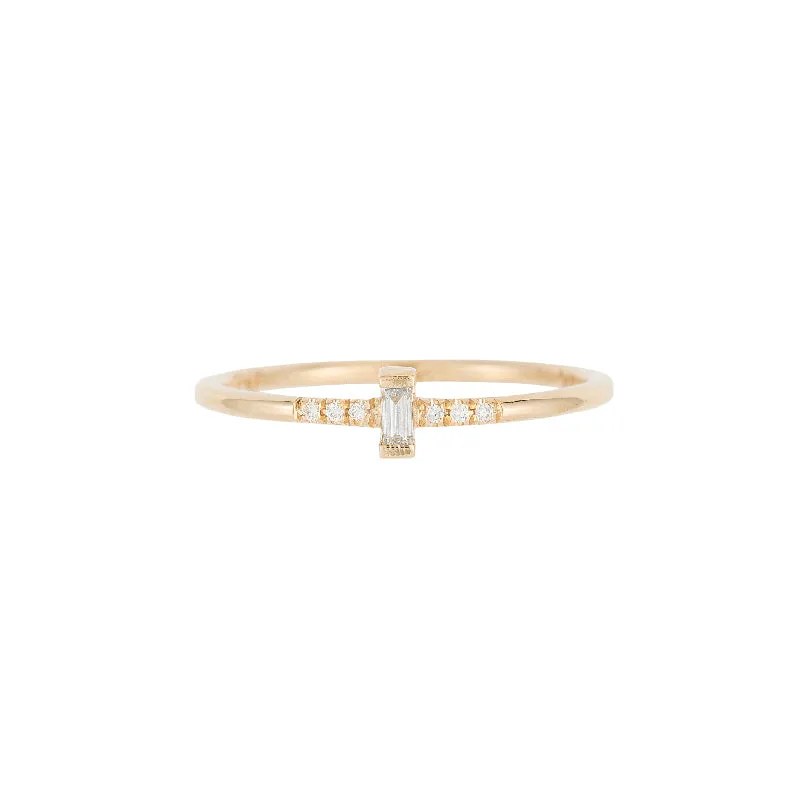 Bar Prong Baguette Equilibrium Ring