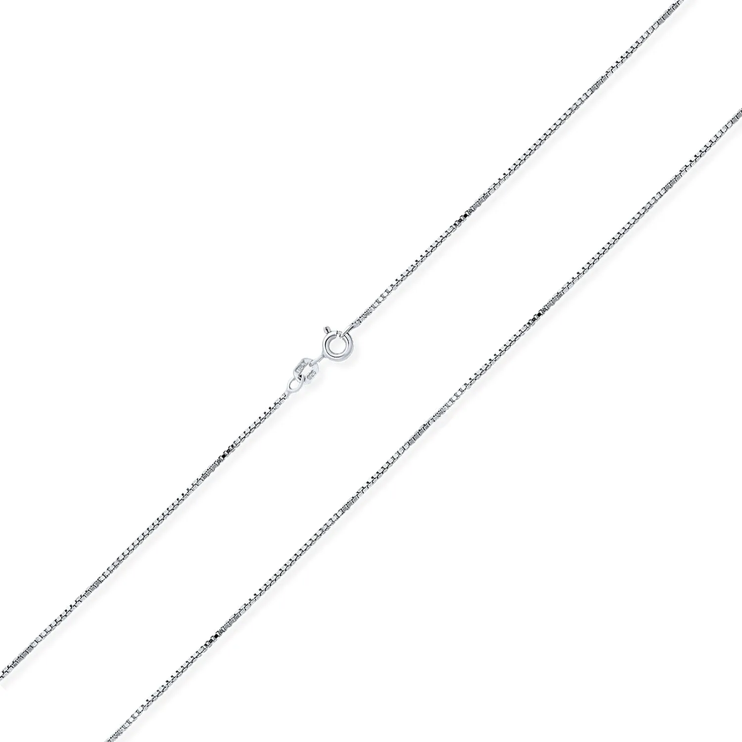 Basic 3MM Thin 019 Gauge Box Chain .925Sterling Silver Made In Italy