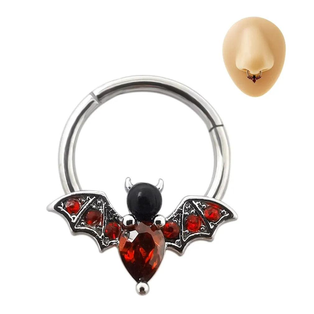 Bat Hinged Segment Nose Ring Hoop Piercing