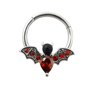 Bat Hinged Segment Nose Ring Hoop Piercing