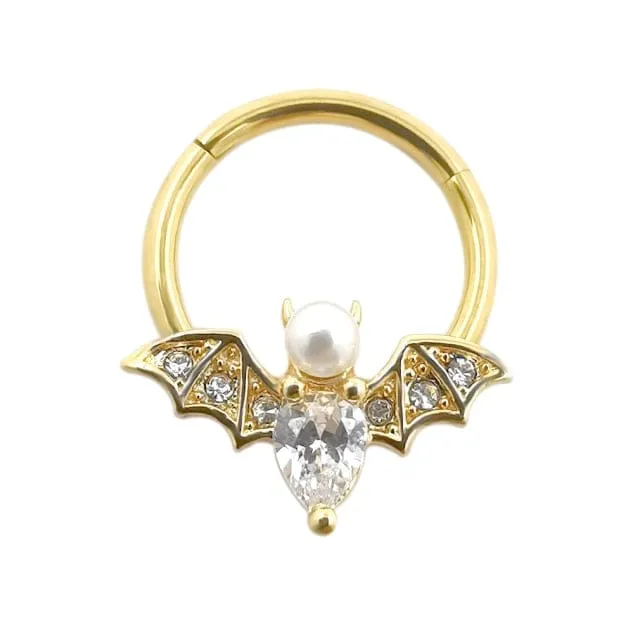 Bat Hinged Segment Nose Ring Hoop Piercing