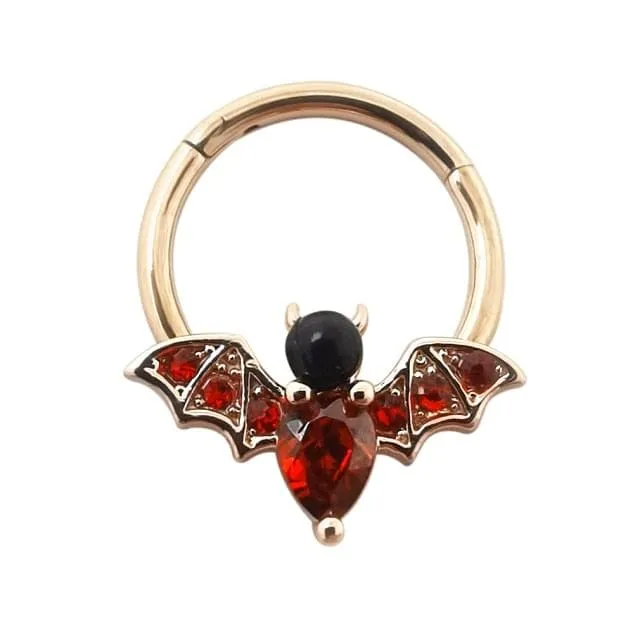 Bat Hinged Segment Nose Ring Hoop Piercing