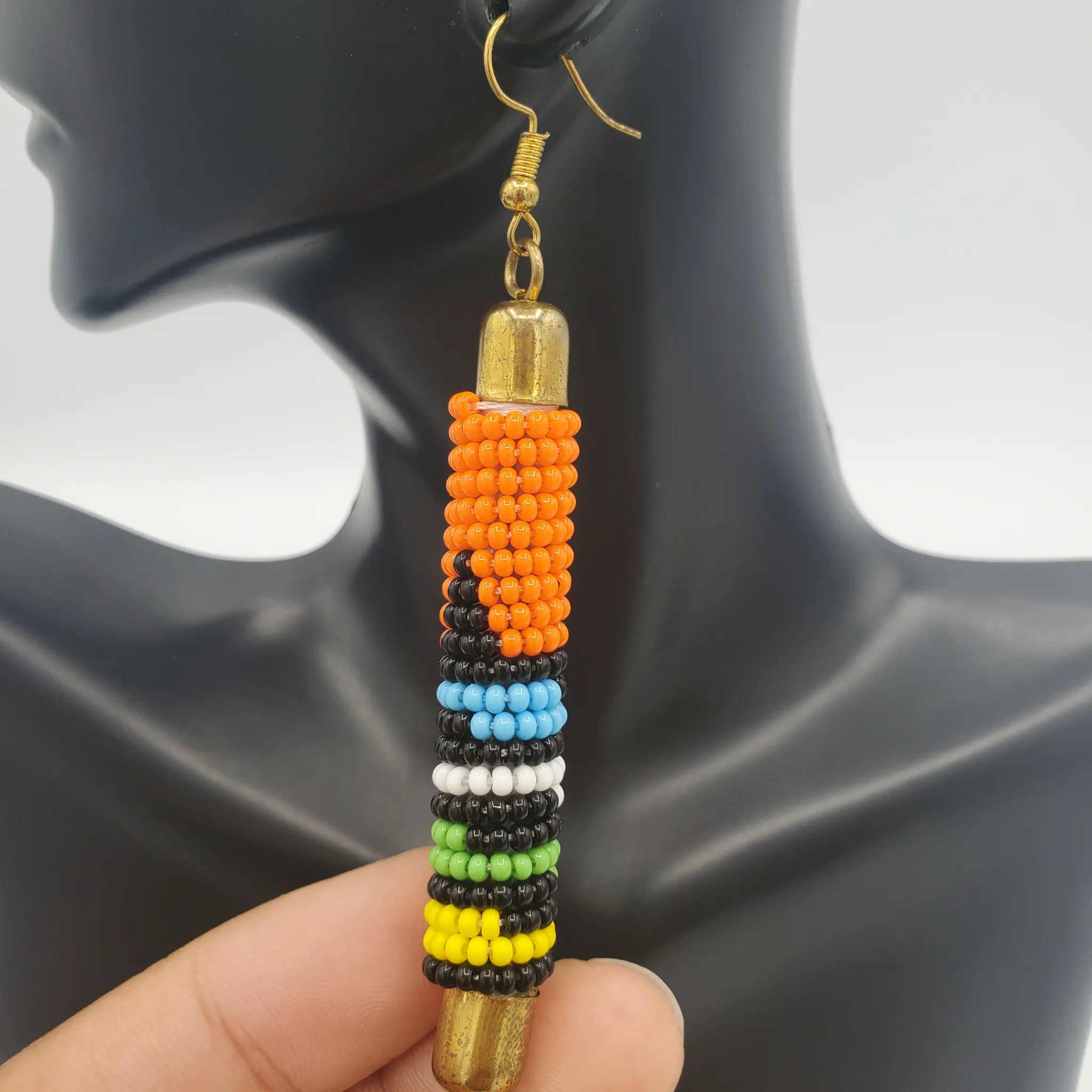 Beaded Earrings, Orange