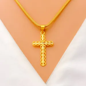 Beautiful Heart Adorned 22k Gold Cross Pendant