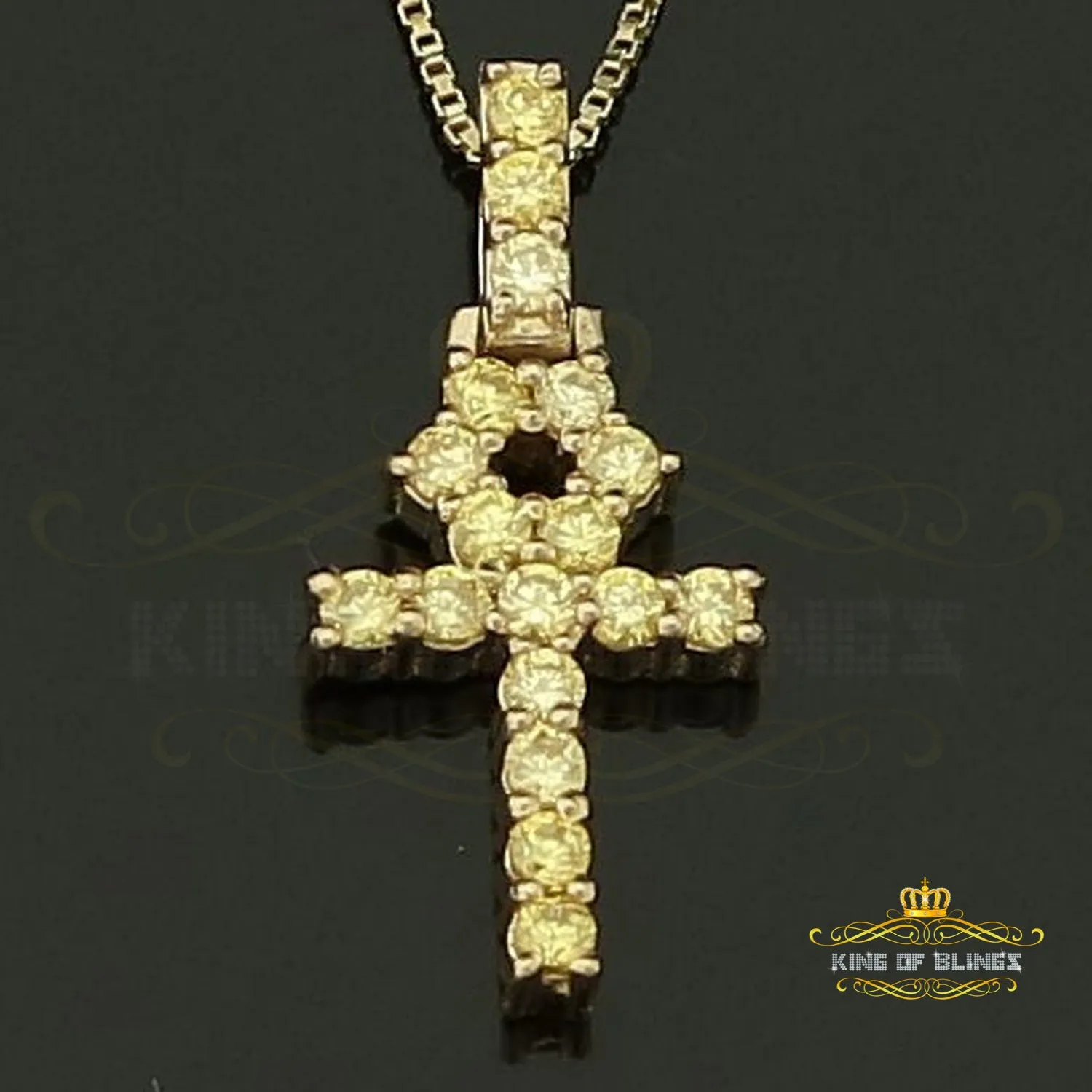 Beautiful Yellow Cross 925 Sterling Silver Shape Pendant 1.98ct Cubic Zirconia