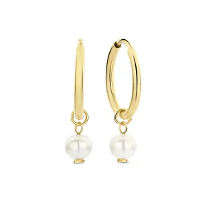 Belleville Luna 14 karat gold hoop earrings with freshwater pearl