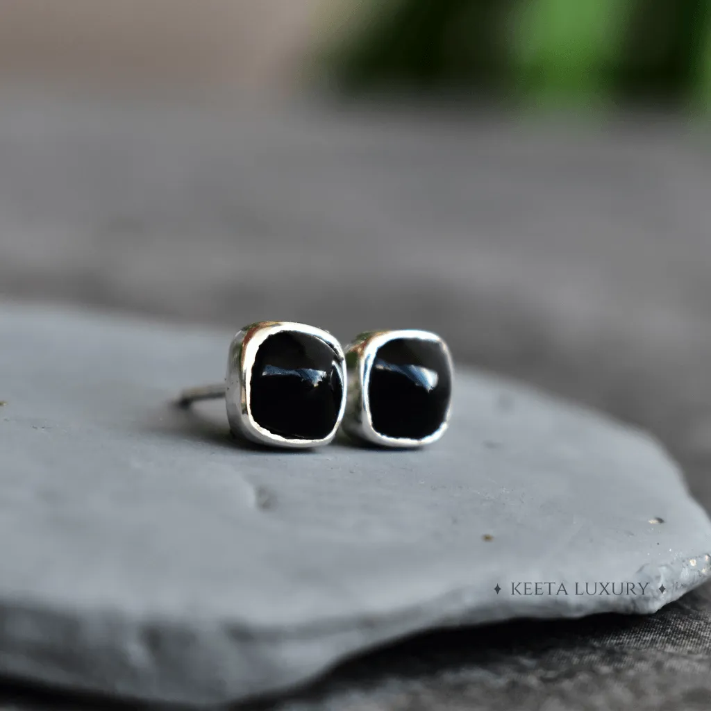 Black Cushion - Onyx Studs