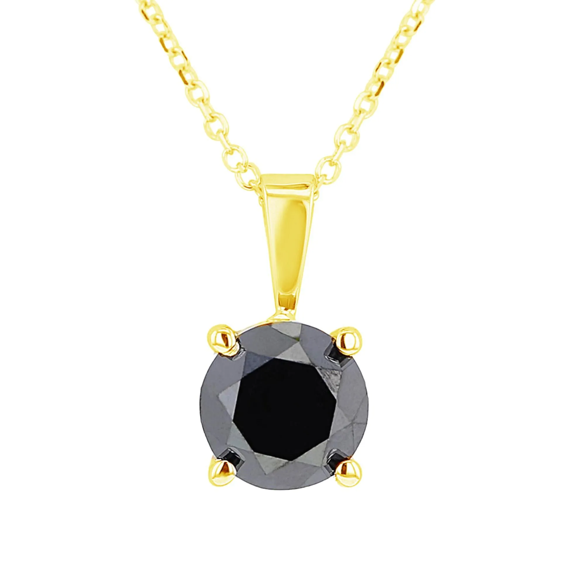 Black Diamond Solitaire Necklace 1ct