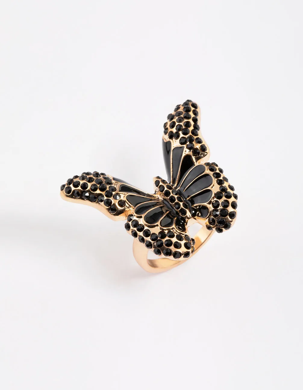 Black Grand Butterfly Cocktail Ring