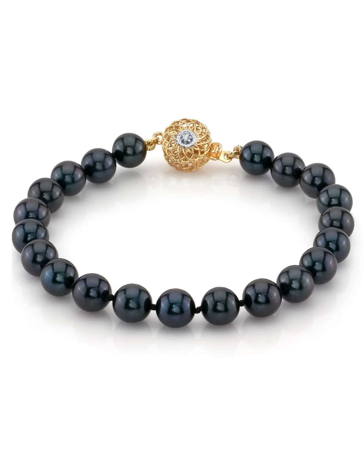 Black Japanese Akoya Pearl Bracelet, 7.0-7.5mm