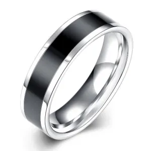 Black Silver Wedding Band