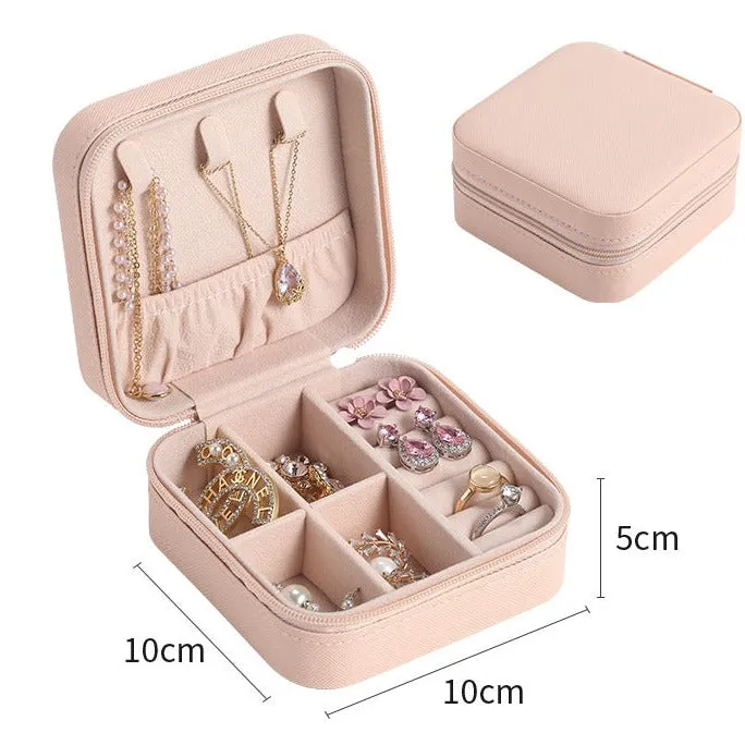 Black Travel Jewelry Organizer Case - Compact Storage Box for Rings, Earrings, and Necklaces