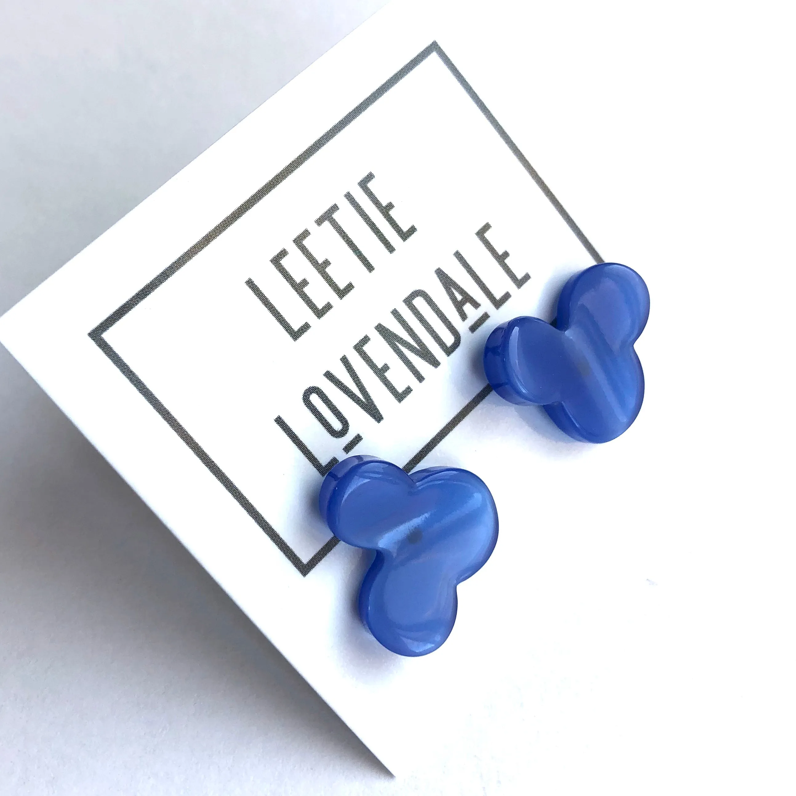 Blue Moonglow Vintage Mouse Stud Earrings