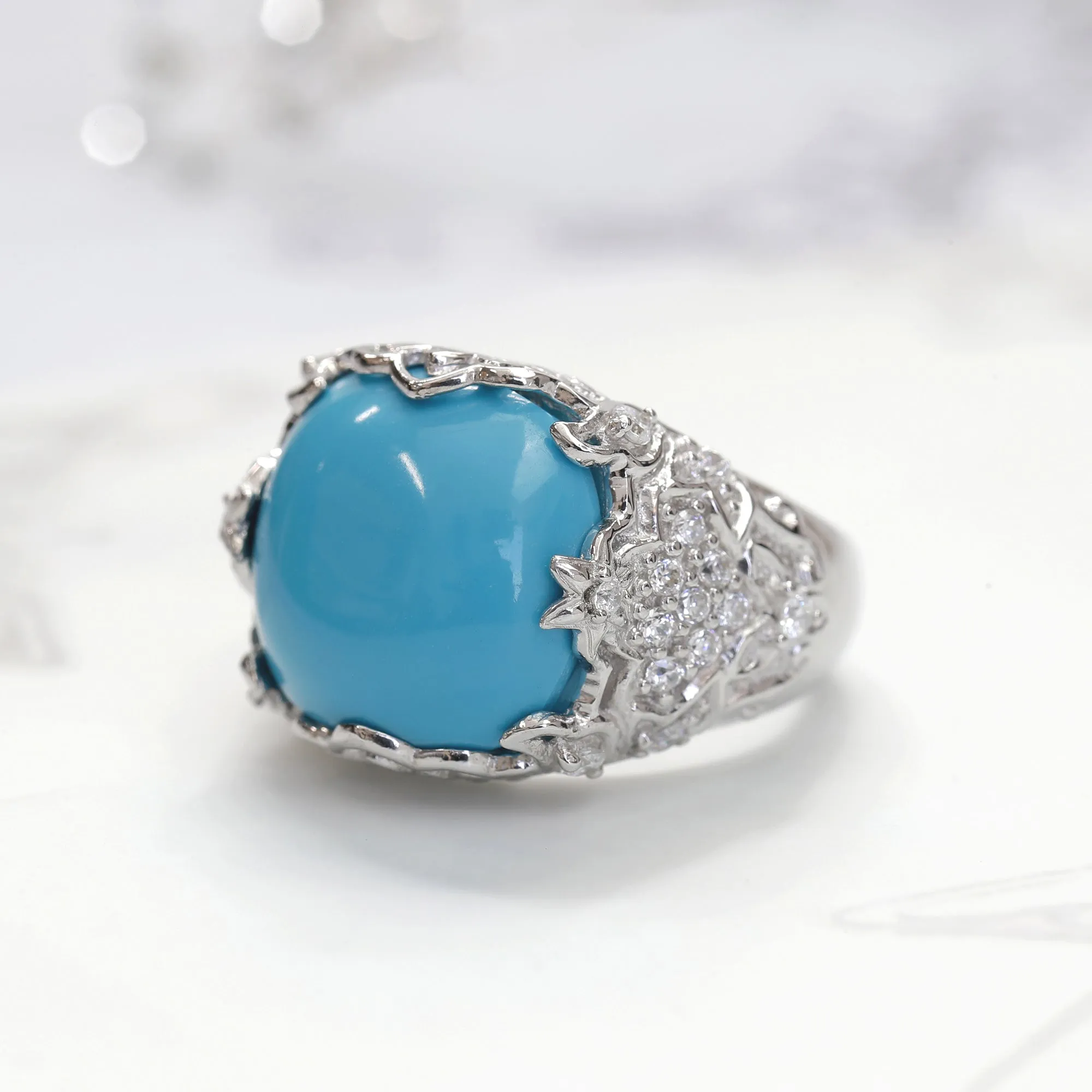 Blue Turquoise Cathedral Ring