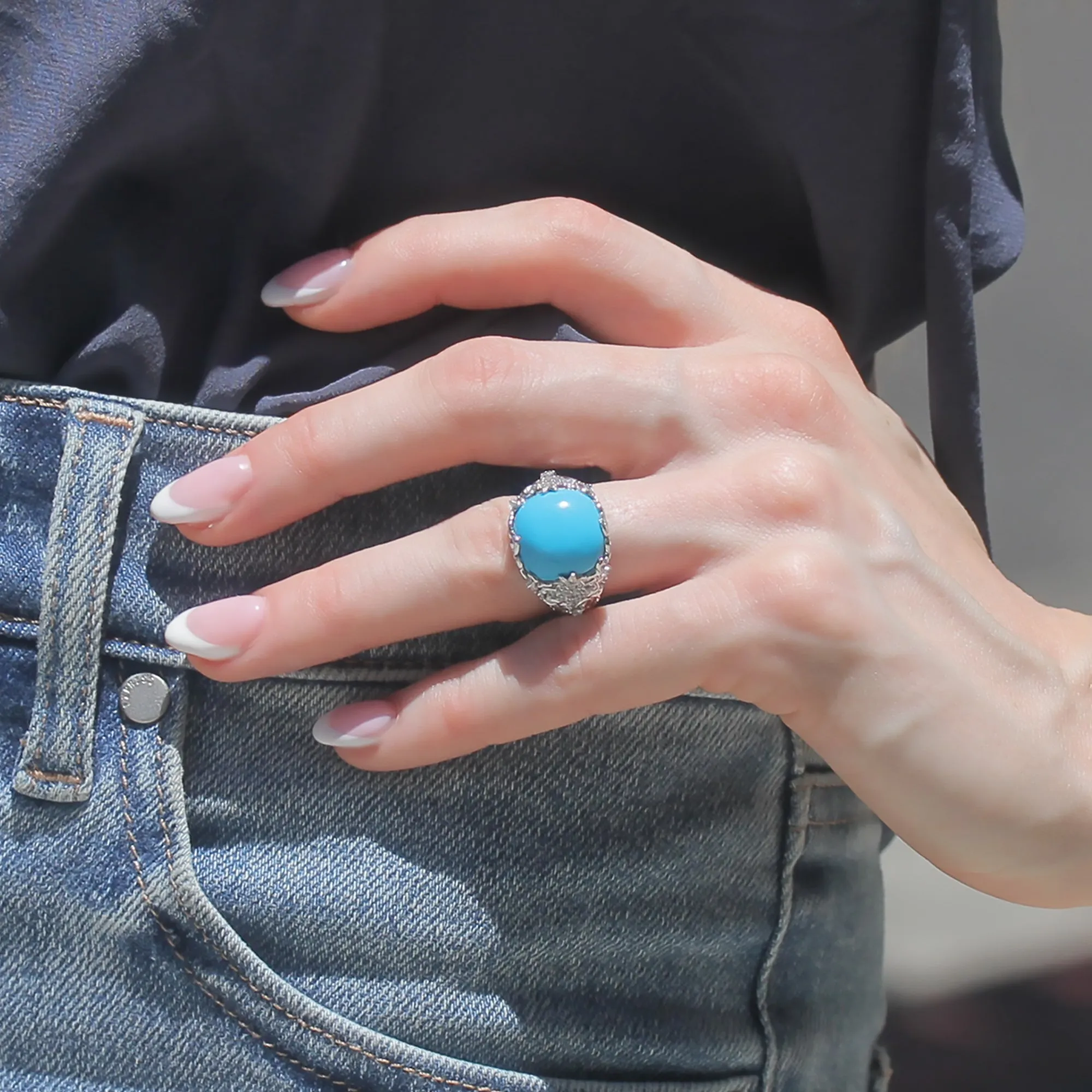 Blue Turquoise Cathedral Ring