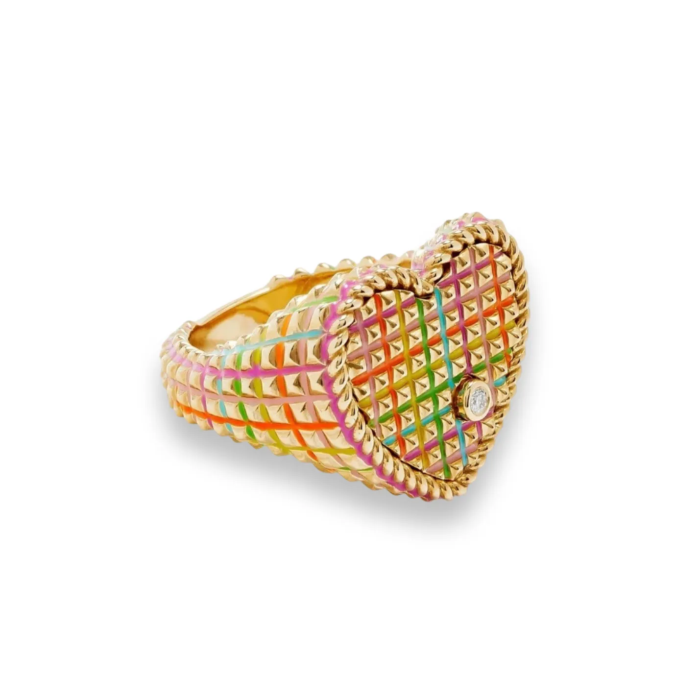 Bold Striped Enamel & Gold Strings of My Heart Ring