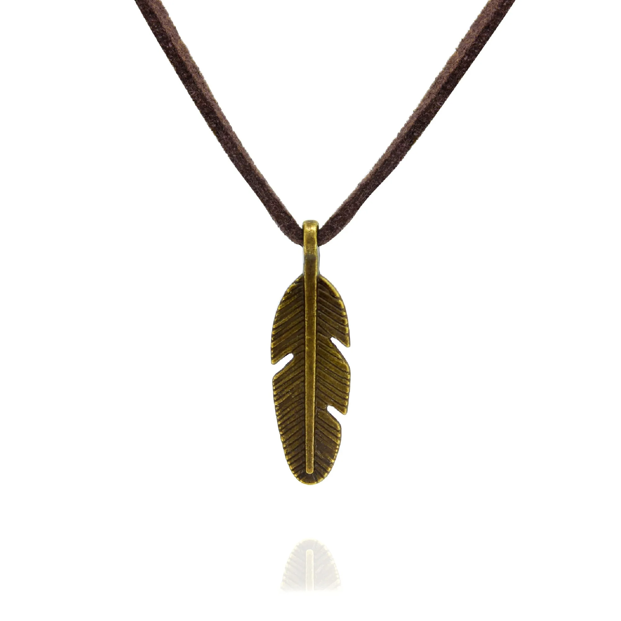 Bronze Feather Leather Necklace