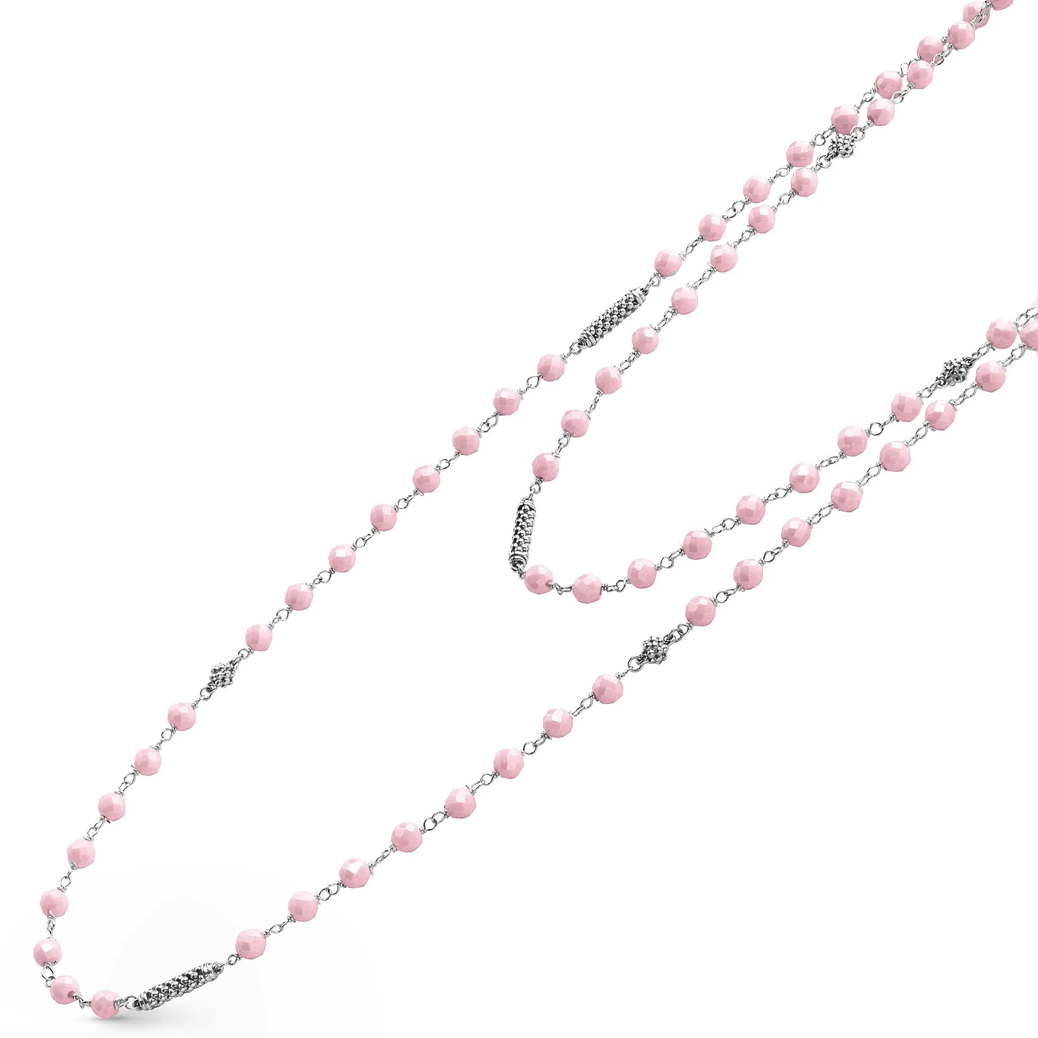 Caviar Icon Long Pink Ceramic Beaded Necklace