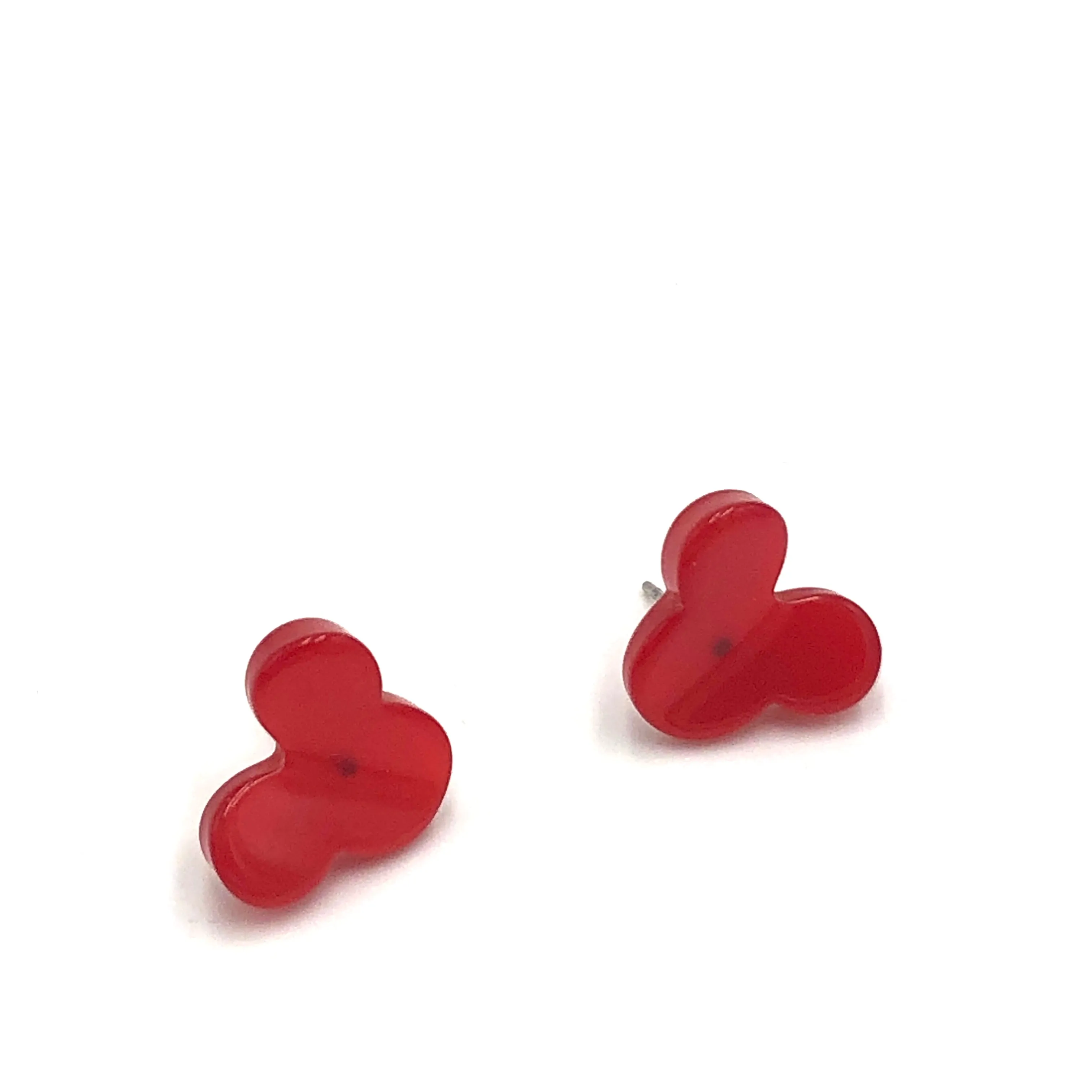 Cherry Red Moonglow Vintage Mouse Stud Earrings