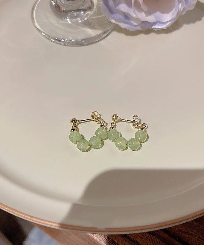 Chic Green Overgile Crystal Hoop Earrings TW1048