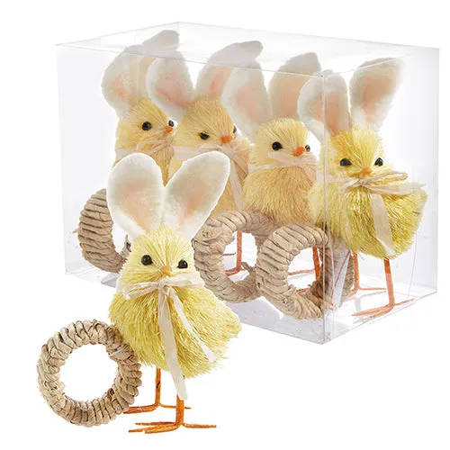 Chick with Bunny Ears Napkin Ring Set