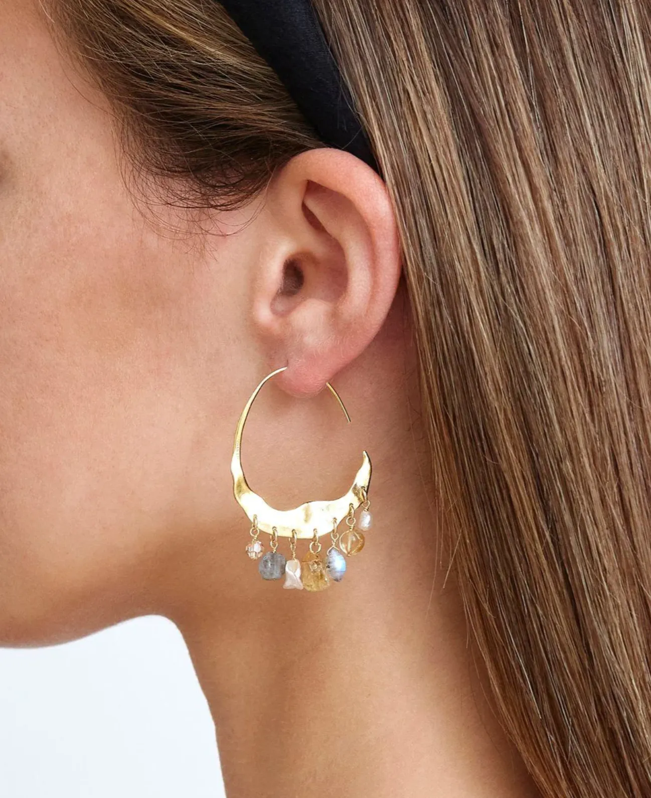 Citrine Mix Gold Hoop Earrings