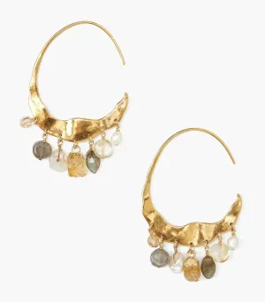 Citrine Mix Gold Hoop Earrings