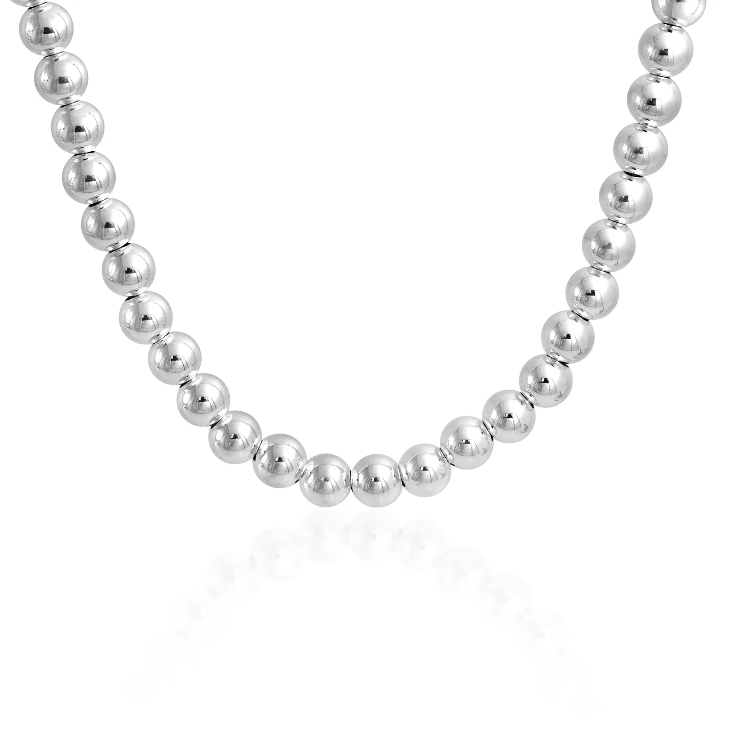 Classic 10MM Sterling Silver Ball Bead Strand Necklace 18 Inch Polished Shine