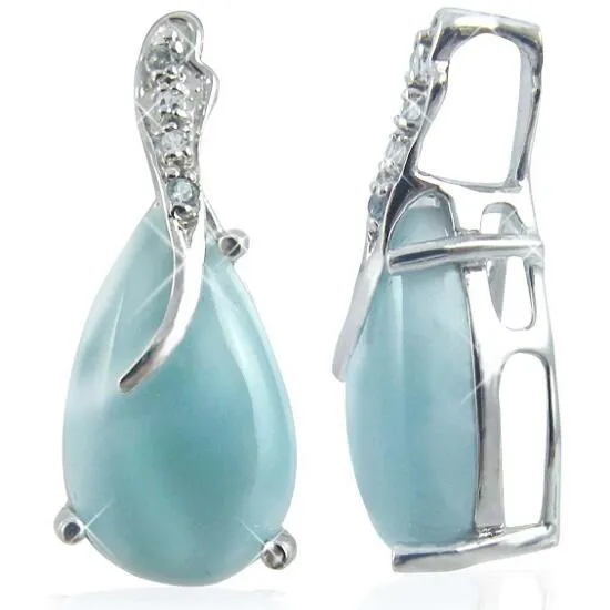 Classic Caribbean Larimar and Sky Blue Topaz Pendant