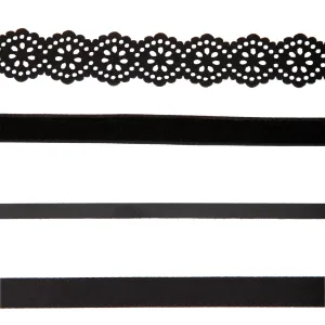 Classic Leatherette Suedette Choker Necklace 4 Pack