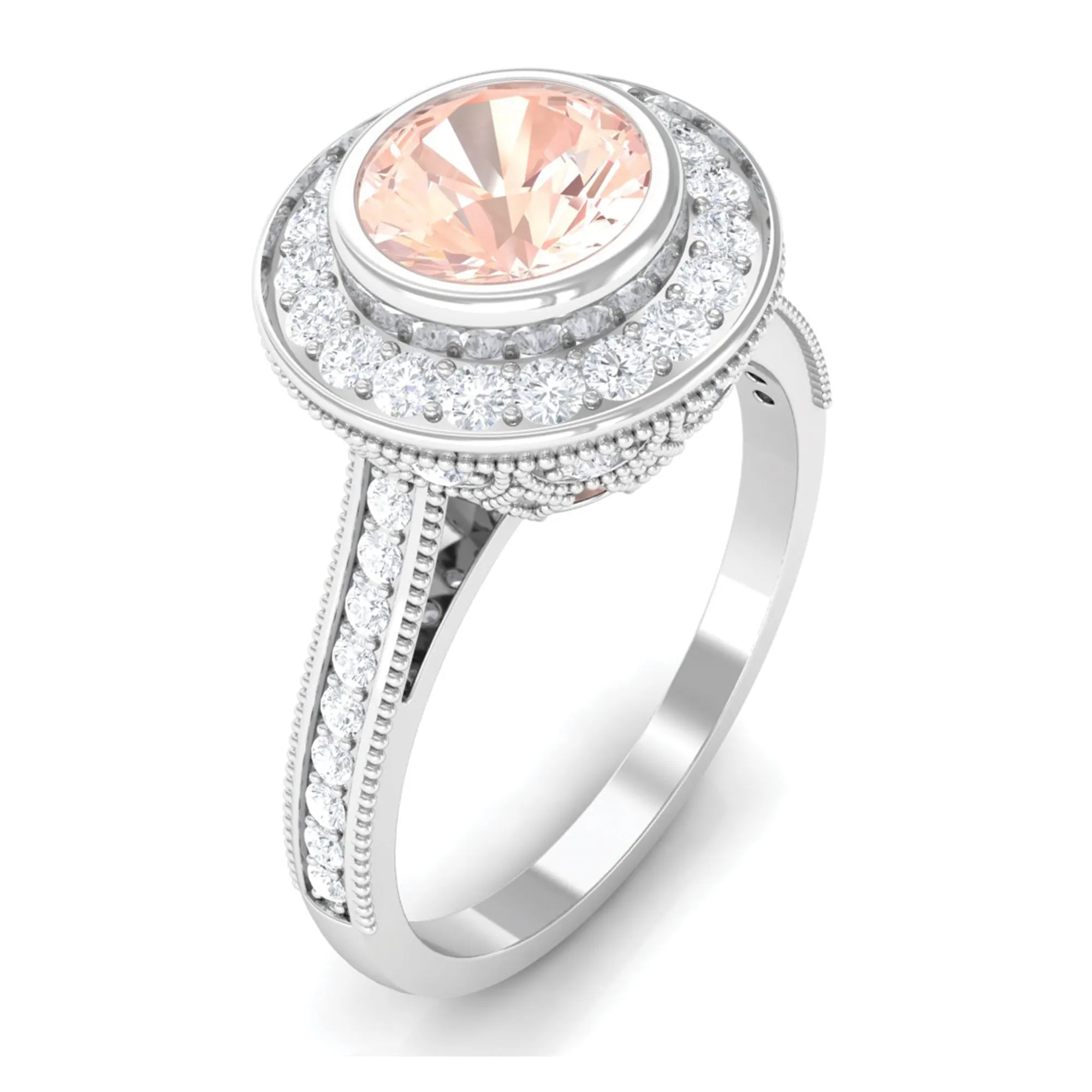 Classic Morganite Engagement Ring with Diamond