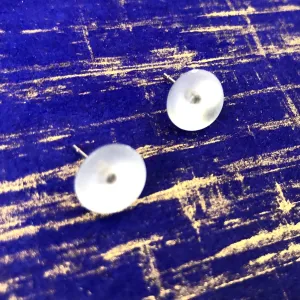 Clear Frosted Foil Back Retro Button Stud Earrings