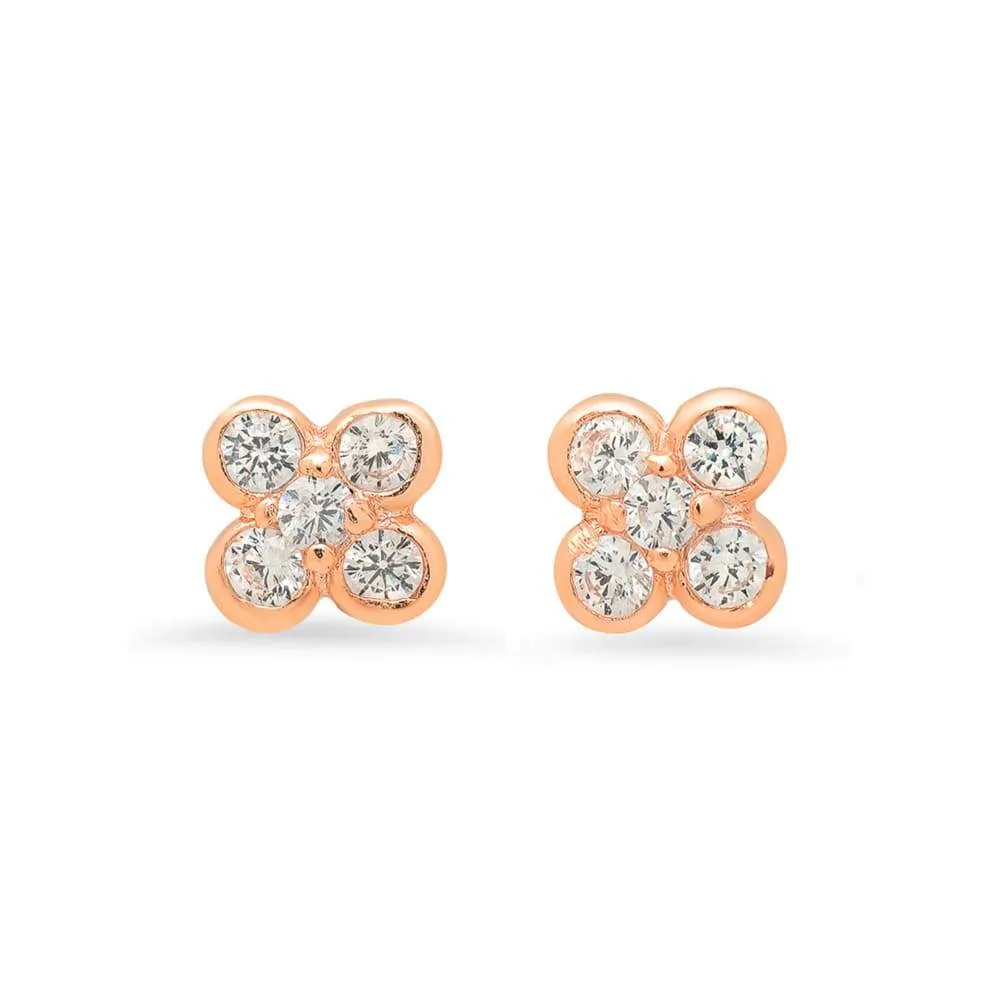 CLOVER STUDS, ROSE GOLD