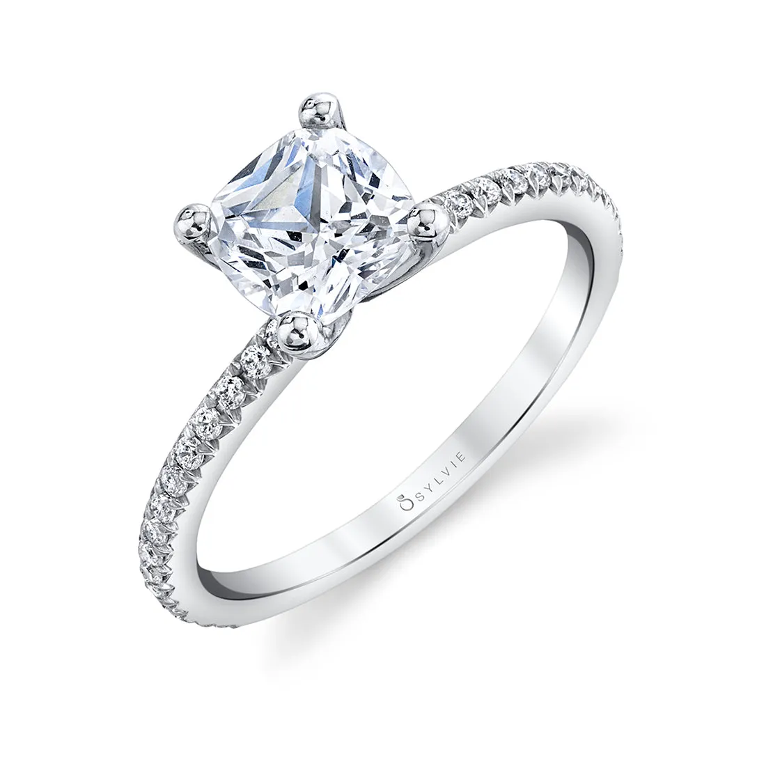 Cushion Cut Classic Engagement Ring - Adorlee 18k Gold White