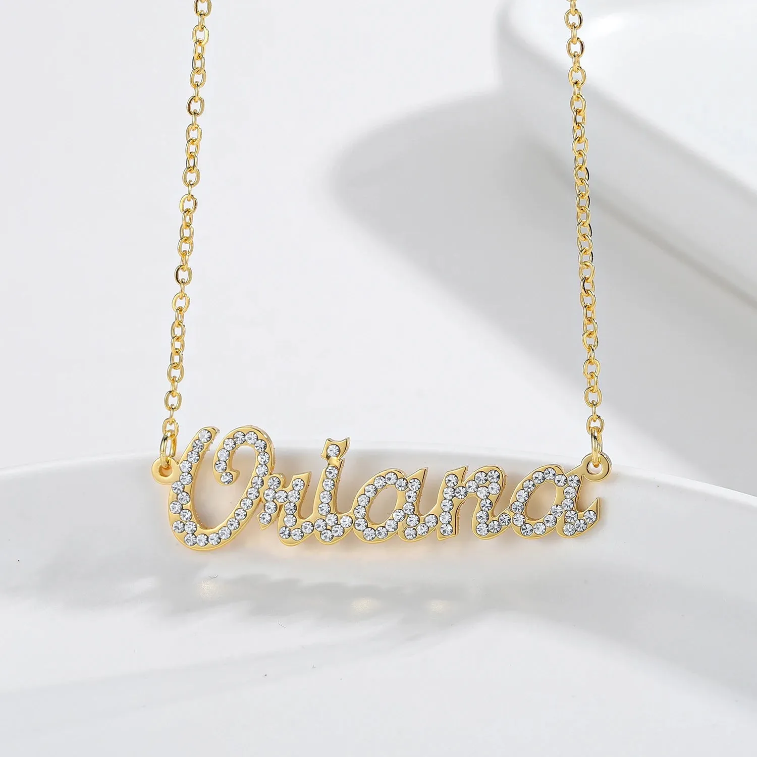 Custom Crystal Name Necklace For Women Iced Out Letter Diamond Nameplate