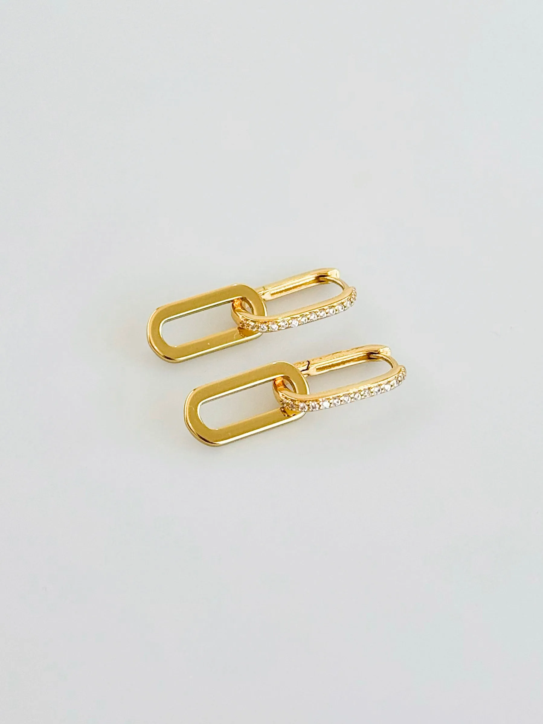 CZ Linked Hoop Earrings