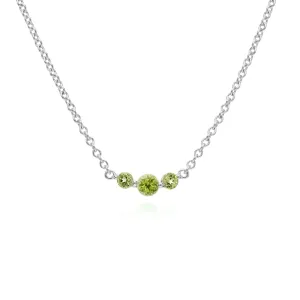 Damen Sterlingsilber Drei Stein Peridot Rund Farbverlauf 45cm Halskette