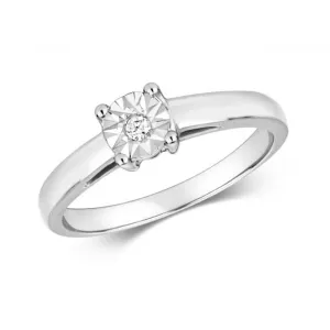 Diamond Jewellery 9ct Diamond Illusion Set Solitaire White Gold Rings RD500W