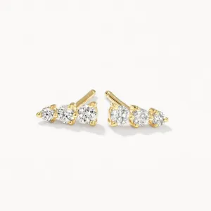 Diamond Triple Stud Earrings in 10k Gold