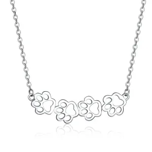 Dog and Cat Paw Silver Choker Necklace for Women 925 Sterling Silver Cat Pet Footprint Short Neckalces Accessories