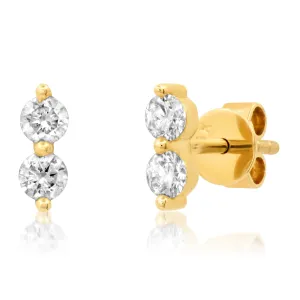 DOUBLE DIAMOND STUDS, 14kt GOLD