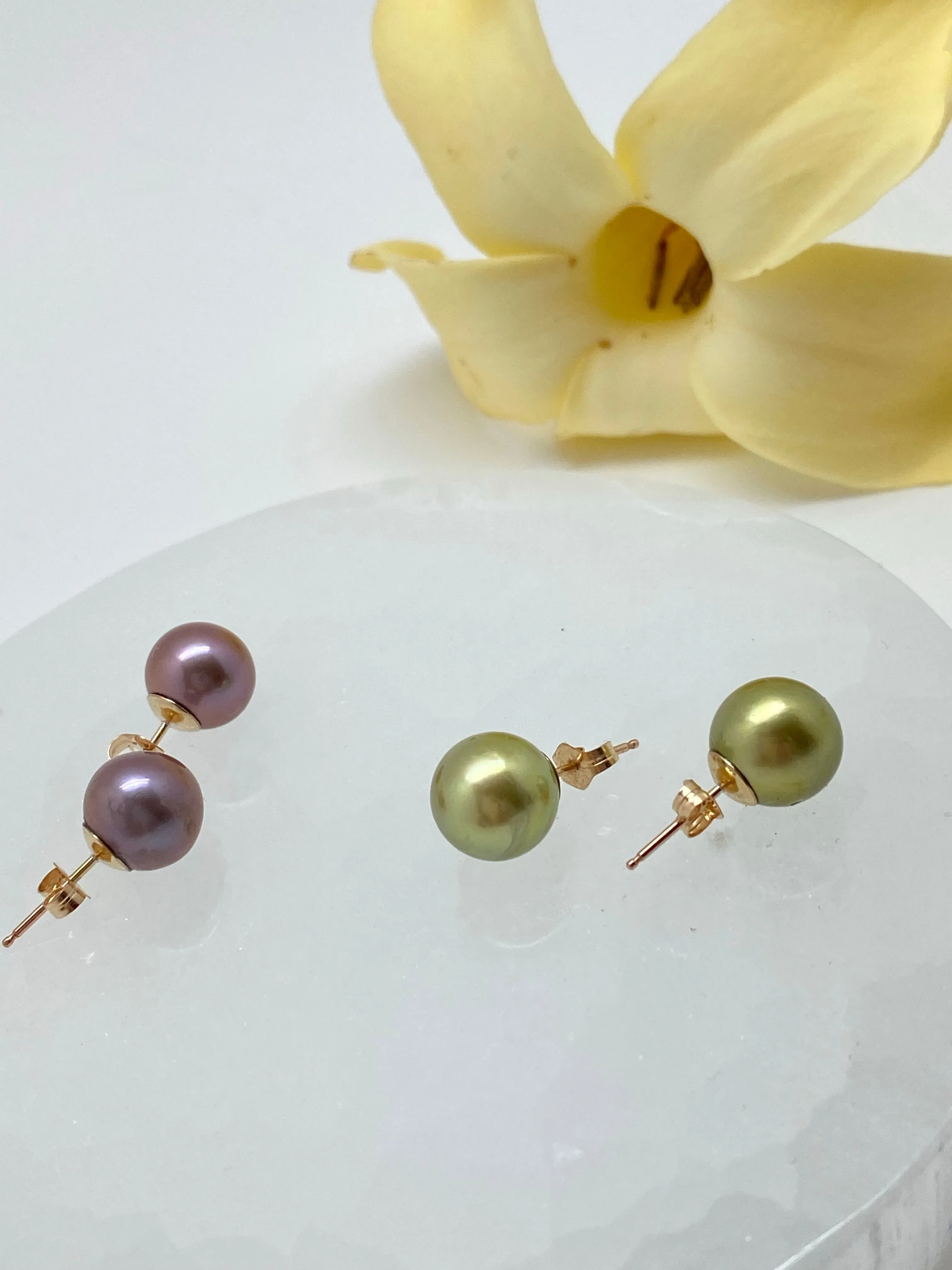 Earring studs Pistachio and Edison pink