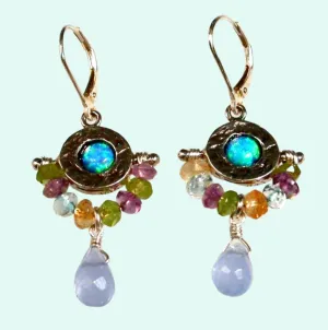 Earrings for woman blue opal gemstones earrings/ orecchini argento / gemstones boho chic jewelry/ israelische schmuck/ Valentine gift