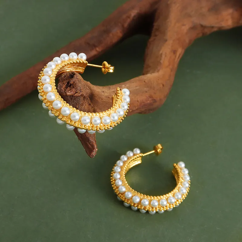 Elegant Gold-Plated Irregular Pearl Earrings for Women