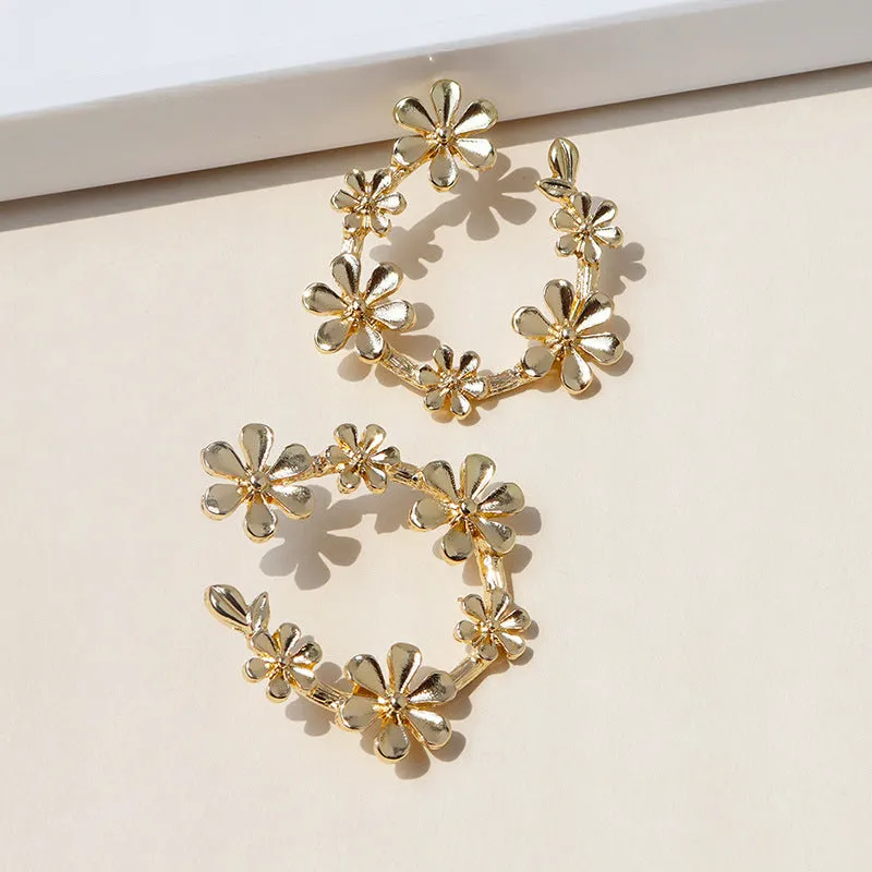 Elegant Metal Floral Earrings from Vienna Verve Collection