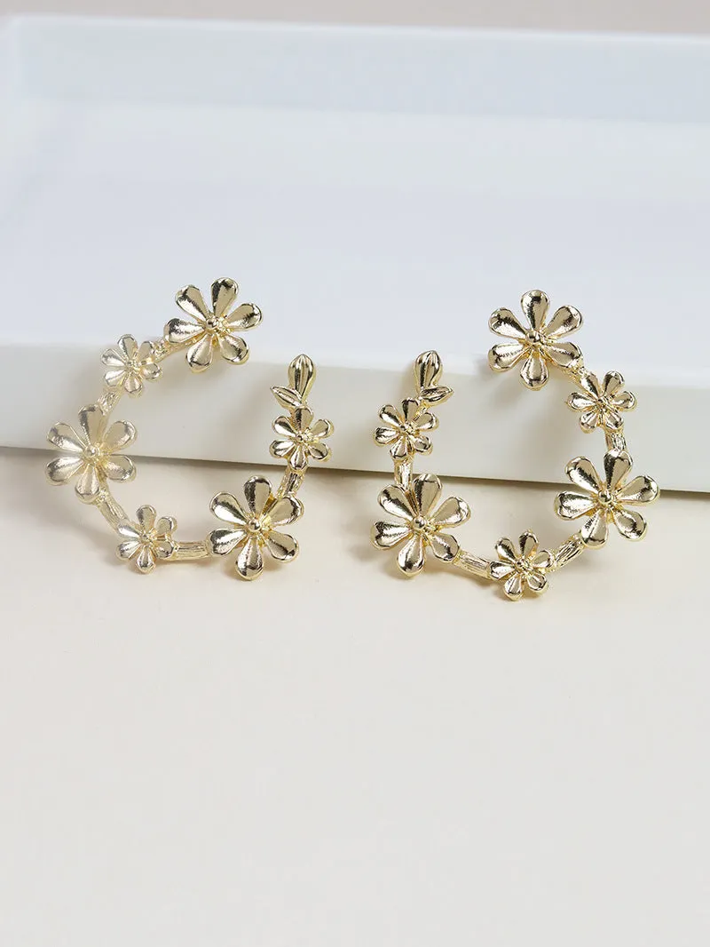 Elegant Metal Floral Earrings from Vienna Verve Collection