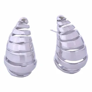 Elegant Statement: Fashion Jewelry 14K White-gold Spiral Stud Earrings