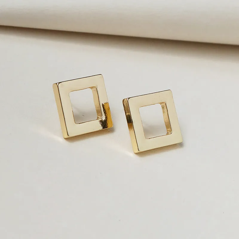 European Chic Square Earrings - Metallic Collection from Vienna Verve